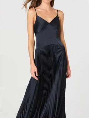 Navy- size medium; ASTR Pleated Slip Dress -